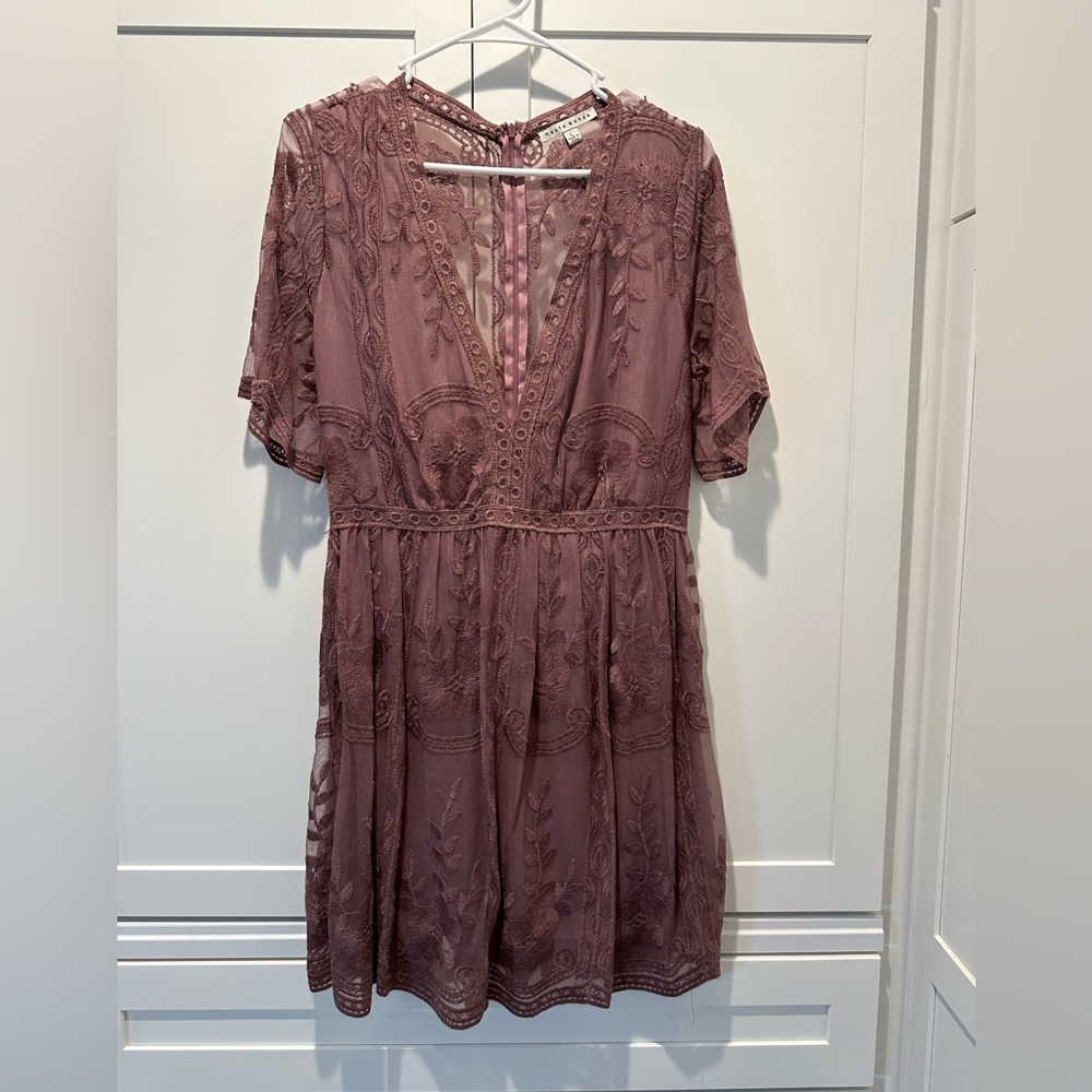 Dusty Rose Pink Midi lace dress